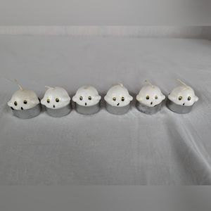 Ghost Tea Light Candles Vintage Retro 70s 80s Lot of 6 Never Burned Halloween